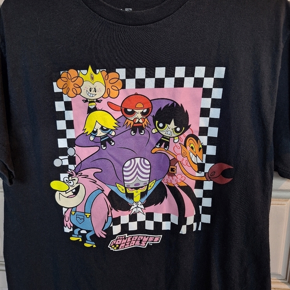 PowerPuff Girls Tee SzM Black Power Puff Characters Short Sleeves Machine Wash - Picture 2 of 9